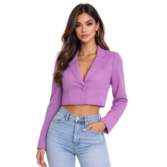 Jason Wu Single-button Cropped Tailored Blazer in Lavender size Small - Picture 1 of 6
